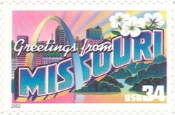 Stamp, Greetings from America - Missouri, United States of America,  