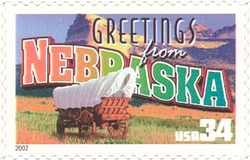 Stamp, Greetings from America - Nebraska, United States of America,  