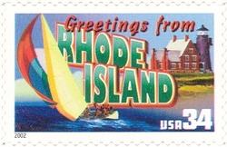 Stamp, Greetings from America - Rhode Island, United States of America,  