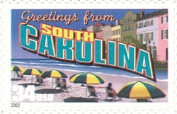 Stamp, Greetings from America - South Carolina, United States of America,  