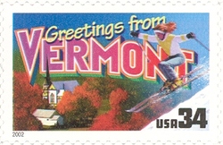 Stamp, Greetings from America - Vermont, United States of America,  