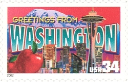Stamp, Greetings from America - Washington, United States of America,  