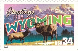 Stamp, Greetings from America - Wyoming, United States of America,  
