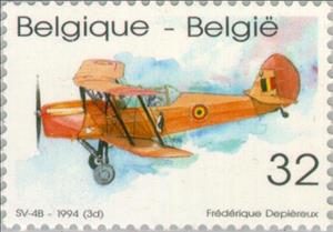 Stamp, Airplanes : Stampe-Vertongen SV-4B, Belgium,  , Aviation, Aircrafts