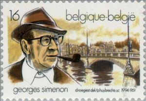 Stamp, Georges Simenon, Belgium,  , Authors, Bridges, Rivers, Joint Issues, Headgear