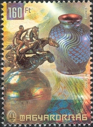 Zsolnay is 150 Years old. - decorative vase with twin riders. 1902
