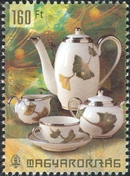 Zsolnay is 150 Years old. - 'Autumn' (Ginkgo Biloba) mocha set. 1999