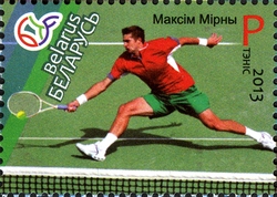 Stamp, Leaders of Belarus Tennis - Maxim Mirnyi, Belarus,  