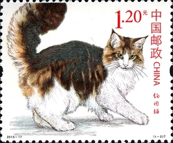 Stamp, Cats, China,  