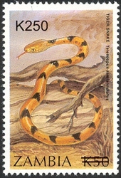Stamp, Snakes of Zambia overprint, Zambia,  