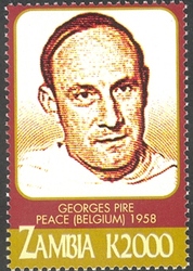 Stamp, Nobel Prize winners - George Pire - Peace (Belgium) 1958, Zambia,  