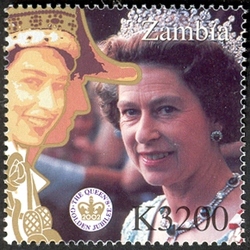 Stamp, Golden Jubilee of H.M. Queen Elizabeth II - with crown, Zambia,  