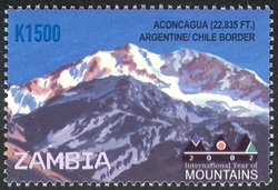 Stamp, International Year of Mountains - Aconcagua, Zambia,  