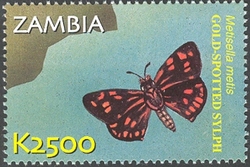 Stamp, Flora and Fauna of Zambia - Metisella metis, Zambia,  