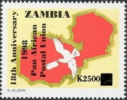 Stamp, 18th Anniversary of Pan African Postal Union, Zambia,  