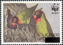 WWF overprint - Agapornis L. Nigrigenis