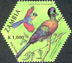 Stamp, 1st SAPOA issue - Purple-crested Lourie, Zambia,  