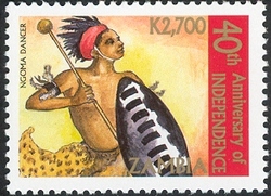 Stamp, 40th Anniversary of Independence - Ngoma Dancer, Zambia,  