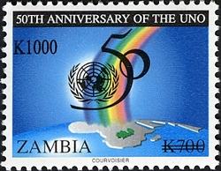 Stamp, United Nations Organisation overprint, Zambia,  