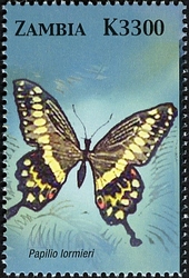 Stamp, Butterflies of Zambia - Papilio lormieri, Zambia,  
