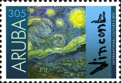 Stamp, International Culture II - Vincent van Gogh, Aruba,  