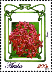 Stamp, Flowers of Aruba 2010 - Ixora, Aruba,  