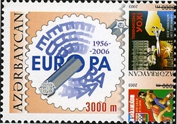 Stamp, 50th Anniversary of the first Europe stamp., Azerbaijan,  