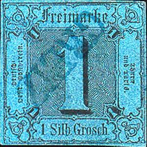 Stamp, Numeral in square, German States,  