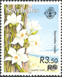 Stamp, Endemic Flora and Fauna Definitve overprint - Seychelles vanilla, Seychelles,  