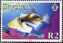 Stamp, Fish Definitives II - Picasso Triggerfish, Seychelles,  