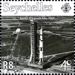 Stamp, Space Exploration - Apollo 11 Launch Site 1969, Seychelles,  