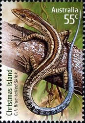 Stamp, Species at Risk - Joint Territories issue - C.I. Blue-tailed Skink, Christmas Island,  