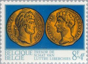 Stamp, History, Belgium,  , Coins, Numismatics, Roman Empire