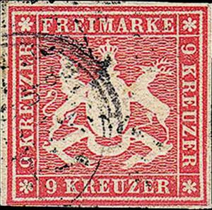 Stamp, Württemberg coat of arms, German States,  