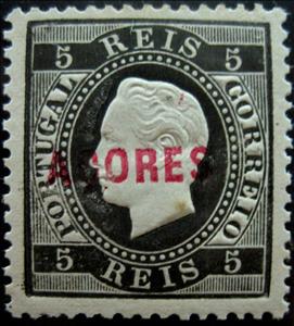 Stamp, King Luis I - Type of 1870, Azores,  