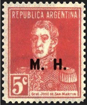 Stamp, José Francisco de San Martín (1778-1850), ovpt. “M.H.”, Argentina,  , Famous People, Generals