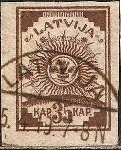 Stamp, Ears in the circle of the Sun, Latvia,  