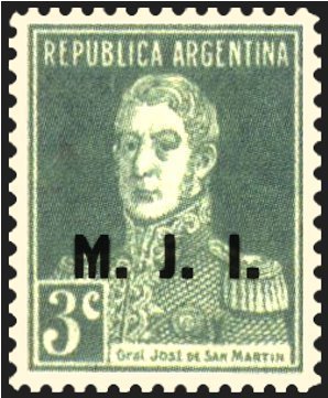 Stamp, José Francisco de San Martín (1778-1850), ovpt. “M.J.I.”, Argentina,  , Famous People, Generals