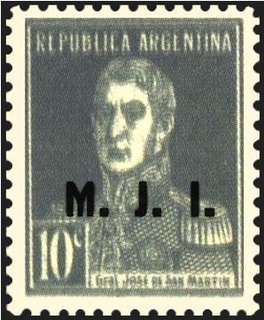 Stamp, José Francisco de San Martín (1778-1850), ovpt. “M.J.I.”, Argentina,  , Famous People, Generals