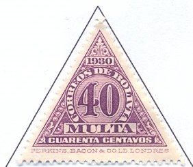 Stamp, Drawing numbers, Bolivia,  , Triangle Stamps