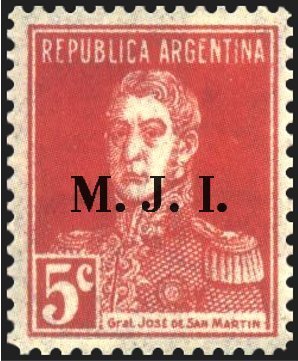 Stamp, José Francisco de San Martín (1778-1850), ovpt. “M.J.I.”, Argentina,  , Famous People, Generals