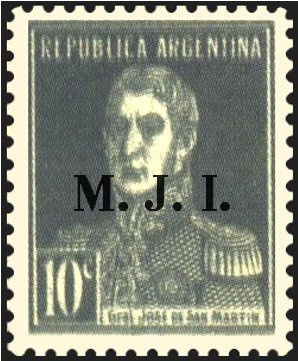 Stamp, José Francisco de San Martín (1778-1850), ovpt. “M.J.I.”, Argentina,  , Famous People, Generals