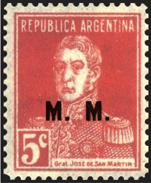 Stamp, José Francisco de San Martín (1778-1850), ovpt. “M.M.”, Argentina,  , Famous People, Generals