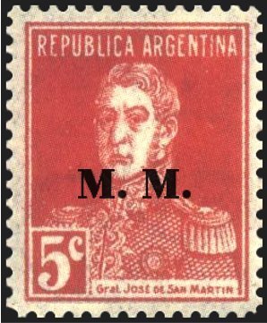 Stamp, José Francisco de San Martín (1778-1850), ovpt. “M.M.”, Argentina,  , Famous People, Generals