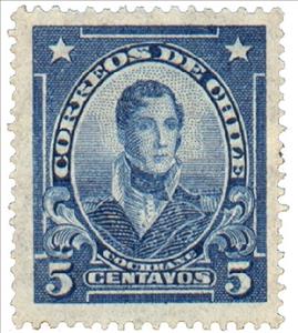 Stamp, Admiral Thomas Cochrane (1775-1860, Chile,  