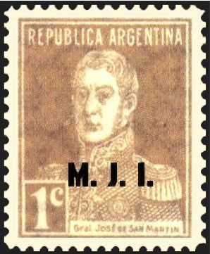 Stamp, José Francisco de San Martín (1778-1850), ovpt. “M.J.I.”, Argentina,  , Famous People, Generals