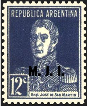 Stamp, José Francisco de San Martín (1778-1850), ovpt. “M.J.I.”, Argentina,  , Famous People, Generals