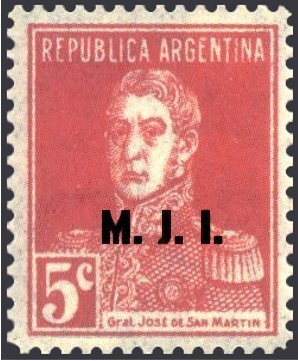 Stamp, José Francisco de San Martín (1778-1850), ovpt. “M.J.I.”, Argentina,  , Famous People, Generals