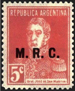 Stamp, José Francisco de San Martín (1778-1850), ovpt. “M.R.C.”, Argentina,  , Famous People, Generals