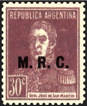 Stamp, José Francisco de San Martín (1778-1850), ovpt. “M.R.C.”, Argentina,  , Famous People, Generals